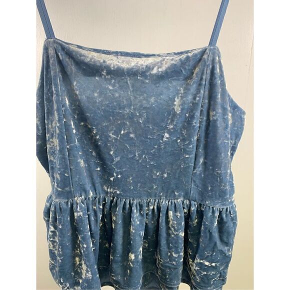American Eagle Blue Velvet Blouse Size M - Picture 3 of 7
